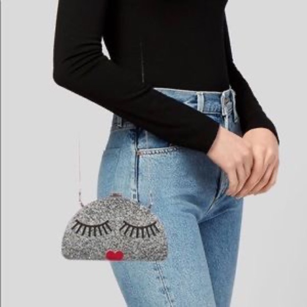 Milly Eyelash Half Moon Clutch Bag